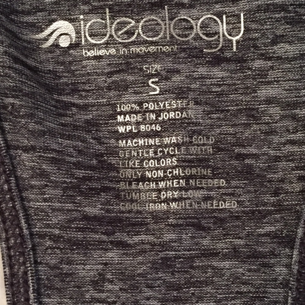 Dark gray exercise top.